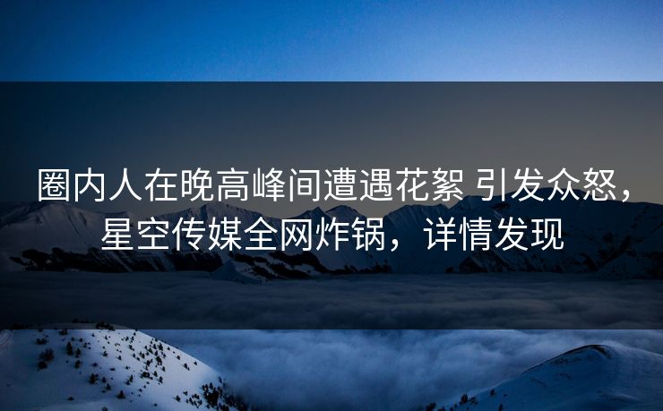 圈内人在晚高峰间遭遇花絮 引发众怒，星空传媒全网炸锅，详情发现