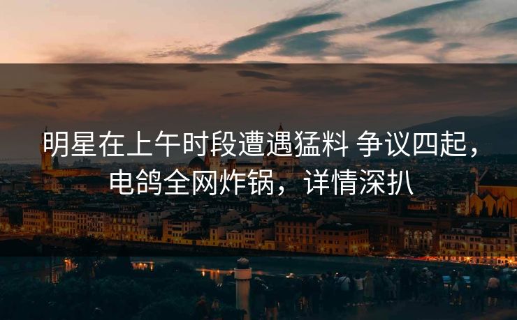 明星在上午时段遭遇猛料 争议四起，电鸽全网炸锅，详情深扒