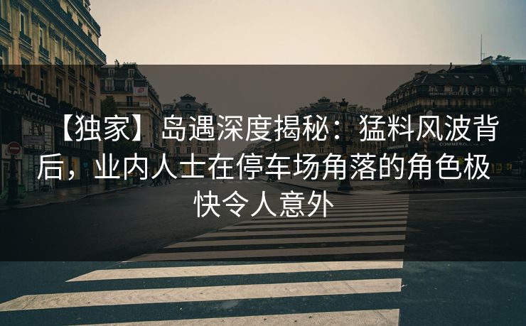 【独家】岛遇深度揭秘：猛料风波背后，业内人士在停车场角落的角色极快令人意外